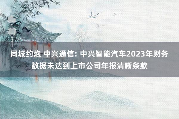 同城约炮 中兴通信: 中兴智能汽车2023年财务数据未达到上市公司年报清晰条款