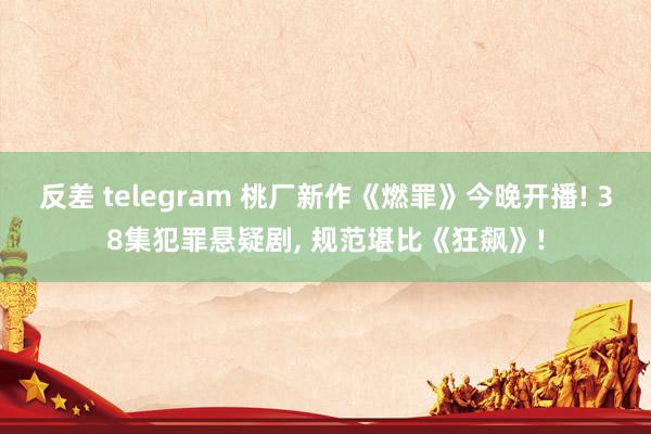 反差 telegram 桃厂新作《燃罪》今晚开播! 38集犯罪悬疑剧， 规范堪比《狂飙》!